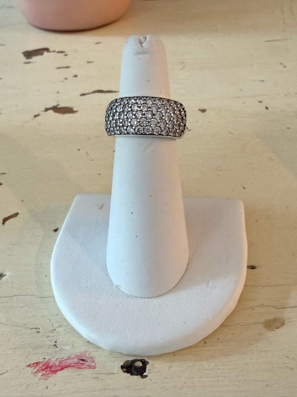 Crystal Pavé Dome Ring in Silver Tone